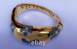 FLLI MENEGATTI vermeil Gold Blue Enamel Bangle Bracelet MENEGATTI gold silver
