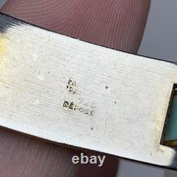 Fabon FSE Paris Depose 725 Art Deco Bracelet Blue Galalith Gold Tone France
