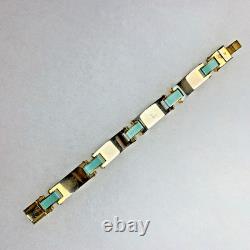 Fabon FSE Paris Depose 725 Art Deco Bracelet Blue Galalith Gold Tone France