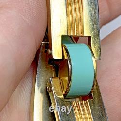 Fabon FSE Paris Depose 725 Art Deco Bracelet Blue Galalith Gold Tone France
