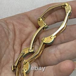 Fabon FSE Paris Depose 725 Art Deco Bracelet Blue Galalith Gold Tone France