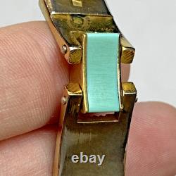 Fabon FSE Paris Depose 725 Art Deco Bracelet Blue Galalith Gold Tone France