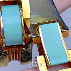 Fabon FSE Paris Depose 725 Art Deco Bracelet Blue Galalith Gold Tone France
