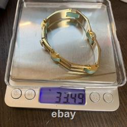 Fabon FSE Paris Depose 725 Art Deco Bracelet Blue Galalith Gold Tone France