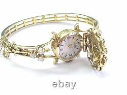 Fine Blue Enamel Diamond Yellow Gold Lucerne Watch Bracelet 1.20Ct