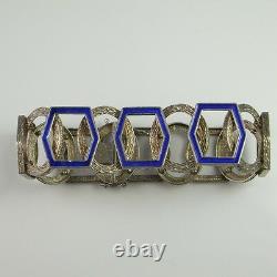 Fine Modernist Enamel Sterling Silver Bracelet Unisex 1970s Mid Century Retro