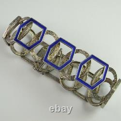Fine Modernist Enamel Sterling Silver Bracelet Unisex 1970s Mid Century Retro