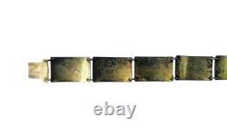 Finn Jensen Norway Sterling Silver Aqua Blue Enamel Guilloche Panel Bracelet