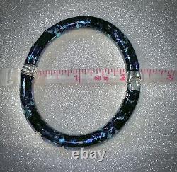 Flli Menegatti SIGNED! Sterling Silver & Opalescent Blue Enamel Bracelet VG+