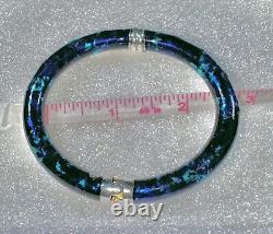 Flli Menegatti SIGNED! Sterling Silver & Opalescent Blue Enamel Bracelet VG+