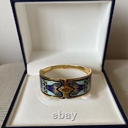 Frey Wille Royal Clasp Bangle 24kt Yellow Gold Plated Blue Enamel RRP £1170