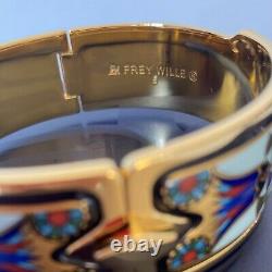 Frey Wille Royal Clasp Bangle 24kt Yellow Gold Plated Blue Enamel RRP £1170