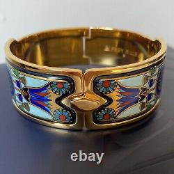 Frey Wille Royal Clasp Bangle 24kt Yellow Gold Plated Blue Enamel RRP £1170