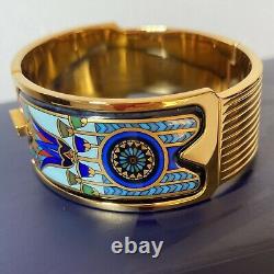 Frey Wille Royal Clasp Bangle 24kt Yellow Gold Plated Blue Enamel RRP £1170