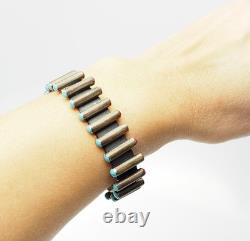 Funky unusual vintage sterling silver red blue enamel modern cuff bracelet