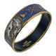 Genuine Hermes Bracelet Bangle Enamel Email Gm Horse Blue Gold Gp Authentic