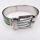 Gucci Buckle Bangle Bracelet Metal Enamel Silver Green Light Blue Size M Withbox