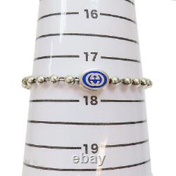 GUCCI Interlocking G Boule Blue Enamel Chain Bracelet 925 Sterling Silver #18