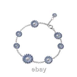 Georg Jensen. Sterling Silver 8 Flower DAISY bracelet with blue Enamel