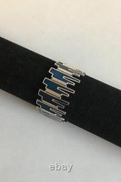 Georg Jensen Sterling Silver Bracelet with blue enamel No 120