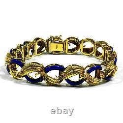 Gold Armband mit blauem Emaille 585 Gold Italien um 1950 Blue Enamel Bracelet