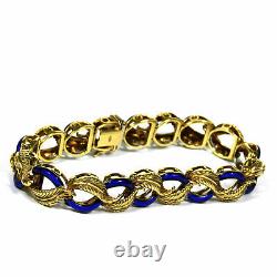Gold Armband mit blauem Emaille 585 Gold Italien um 1950 Blue Enamel Bracelet
