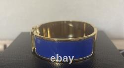 Gold Tone H-Clasp Blue Enamel Bangle Bracelet-2.5