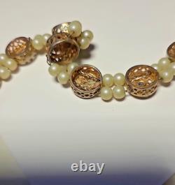 Goldfilled 2 Strand Slider Charm Bracelet Blue Enamel-Rhinestones Pearls Goldfilled 2 Strand Slider Charm Bracelet Blue Enamel-Rhinestones Pearls