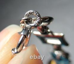 Gorgeous Art Deco Sterling Silver Blue Enamel Rhinestone Vintage Bracelet