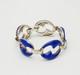 Gorgeous Italy Sterling Silver And Blue Enamel Modern Link Bracelet