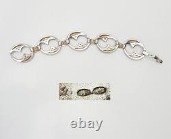 Gorgeous Italy sterling silver and blue enamel modern link bracelet