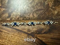Gorgeous Rare Alfred Phillipe Trifari Empress Sapphire Crystal & Enamel Bracelet