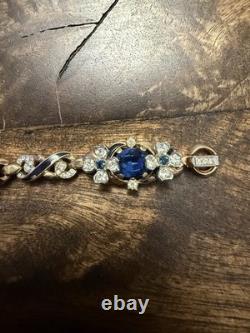 Gorgeous Rare Alfred Phillipe Trifari Empress Sapphire Crystal & Enamel Bracelet