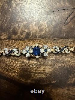 Gorgeous Rare Alfred Phillipe Trifari Empress Sapphire Crystal & Enamel Bracelet