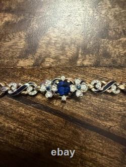 Gorgeous Rare Alfred Phillipe Trifari Empress Sapphire Crystal & Enamel Bracelet