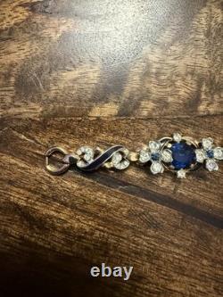 Gorgeous Rare Alfred Phillipe Trifari Empress Sapphire Crystal & Enamel Bracelet