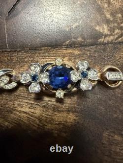 Gorgeous Rare Alfred Phillipe Trifari Empress Sapphire Crystal & Enamel Bracelet