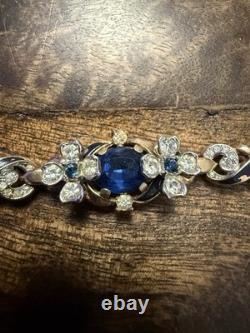 Gorgeous Rare Alfred Phillipe Trifari Empress Sapphire Crystal & Enamel Bracelet