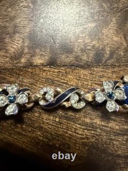 Gorgeous Rare Alfred Phillipe Trifari Empress Sapphire Crystal & Enamel Bracelet
