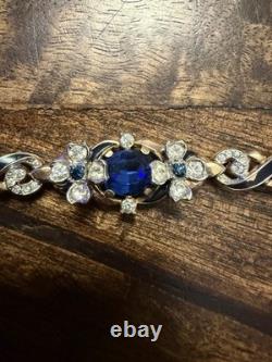 Gorgeous Rare Alfred Phillipe Trifari Empress Sapphire Crystal & Enamel Bracelet
