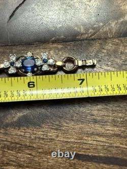 Gorgeous Rare Alfred Phillipe Trifari Empress Sapphire Crystal & Enamel Bracelet