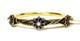 Gorgeous Vintage 14k Yellow Gold Pearl And Blue Enamel Flower Bangle Bracelet