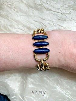 Gorgeous Vintage HELENA RUBINSTEIN Designer Bracelet -Signed, Blue Enamel