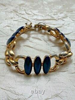 Gorgeous Vintage HELENA RUBINSTEIN Designer Bracelet -Signed, Blue Enamel