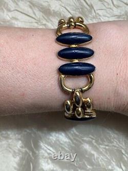 Gorgeous Vintage HELENA RUBINSTEIN Designer Bracelet -Signed, Blue Enamel