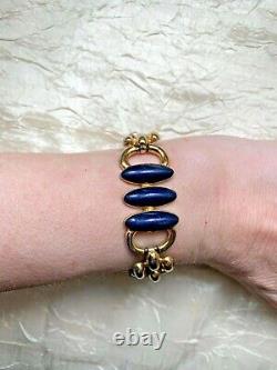 Gorgeous Vintage HELENA RUBINSTEIN Designer Bracelet -Signed, Blue Enamel