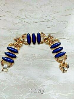 Gorgeous Vintage HELENA RUBINSTEIN Designer Bracelet -Signed, Blue Enamel