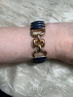 Gorgeous Vintage HELENA RUBINSTEIN Designer Bracelet -Signed, Blue Enamel