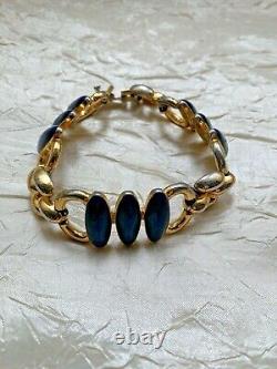 Gorgeous Vintage HELENA RUBINSTEIN Designer Bracelet -Signed, Blue Enamel