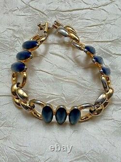 Gorgeous Vintage HELENA RUBINSTEIN Designer Bracelet -Signed, Blue Enamel